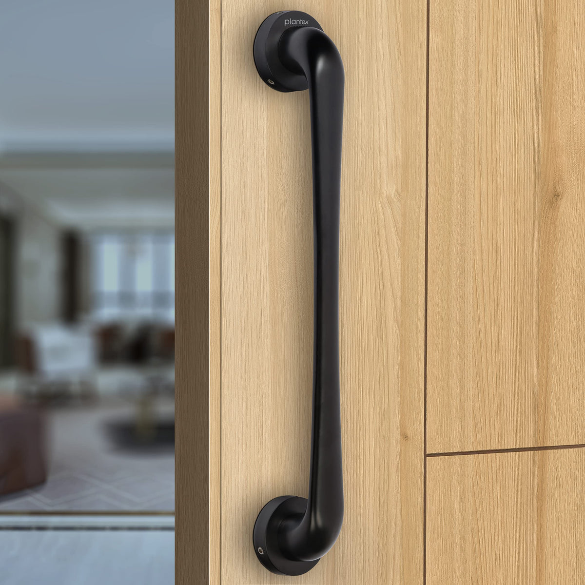 Plantex Polo 14-inch Handle for Main Doors of House/Office/Hotel (Rich Black Finish - Big)