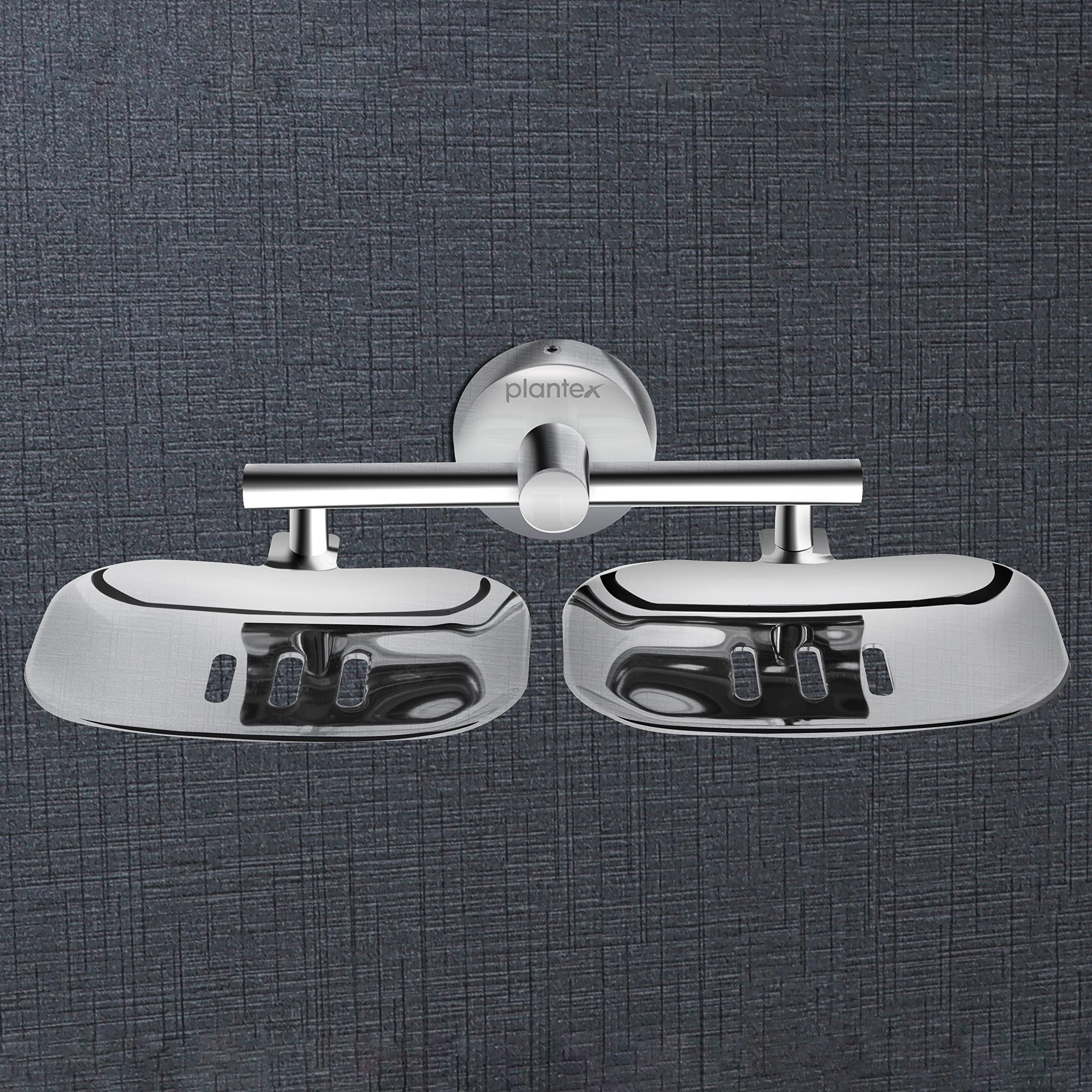 Plantex Maxx Stainless Steel Rectangular Double Soap Holder for Bathroom/Soap Dish/Bathroom Soap Stand/Bathroom Accessories (Chrome)