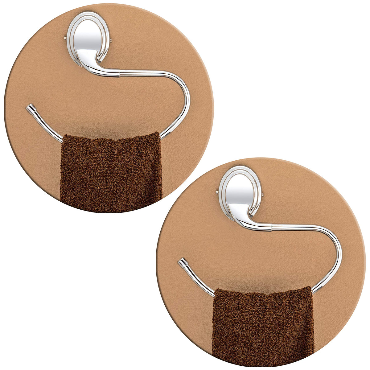 Plantex Stainless Steel 304 Grade Cubic Napkin Ring/Towel Ring/Napkin Holder/Towel Hanger/Bathroom Accessories(Chrome) - Pack of 2