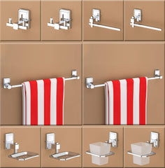 Plantex Stainless Steel 304 Grade Bathroom Accessories Set/Bathroom Hanger for Towel/Towel Bar/Napkin Ring/Tumbler Holder/Soap Dish/Robe Hook (Darcy - Pack of 10)