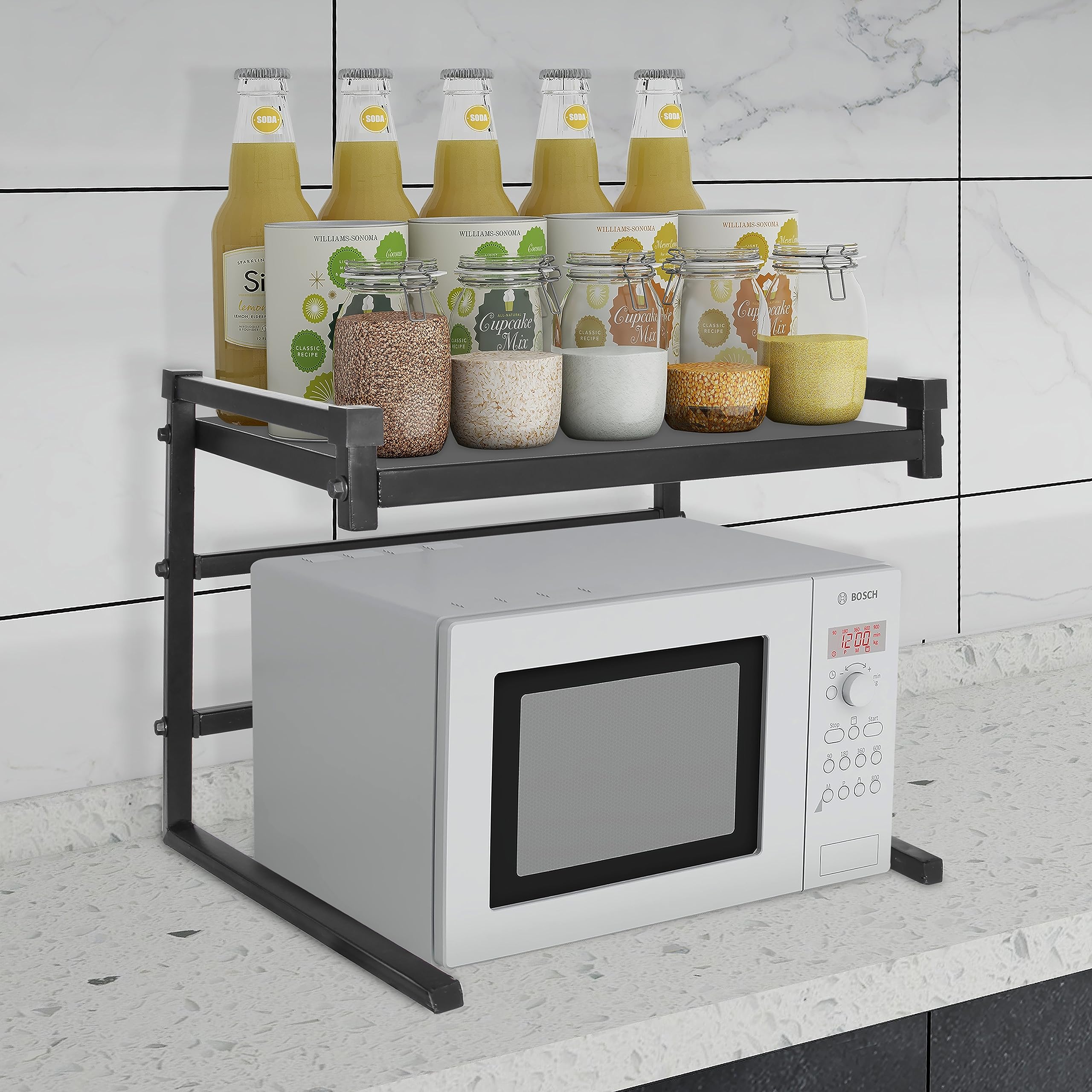 Plantex Space Saver Kitchen Organizer Stand for Convection Microwave OTG Oven – Kitchen Accessories (Black)