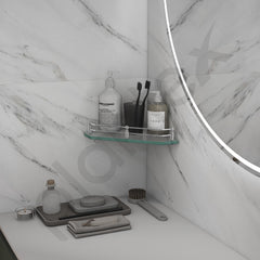 Plantex Premium Diamond Transparent Glass Corner Shelf for Bathroom/Kitchen Shelf/Bathroom Accessories (9x9 Inches) - Pack of 1