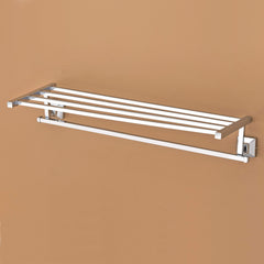 Plantex 304 Grade Stainless Steel Bathroom Accessories Set of 3 - Towel Stand/Napking Hanger/Dual Soap Holder for Bathroom - Squaro (Chrome)