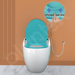 Plantex Ceramic Rimless One Piece Western Toilet/Water Closet/Commode With Soft Close Toilet Seat - S Trap Outlet (White & Ocean Blue)