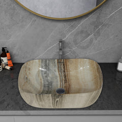 Plantex Ceramic Basin for Bathroom/Table Top Ceramic Basin/Washbasin for Bathroom - (ALPHA-NS-122-Marble Finish)