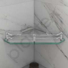 Plantex Premium Diamond Transparent Glass Corner Shelf for Bathroom/Kitchen Shelf/Bathroom Accessories (9x9 Inches) - Pack of 3