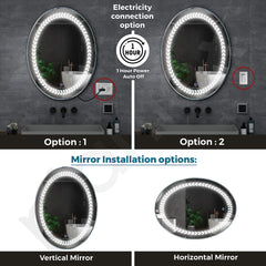 Plantex LED Mirror Glass with Sensor for Bathroom/3 Tone(White Light, Natural Light, Warm Light)/Designer Mirror for Living Room/Bedroom/Dressing Room – Oval Shape (18x24 inch)