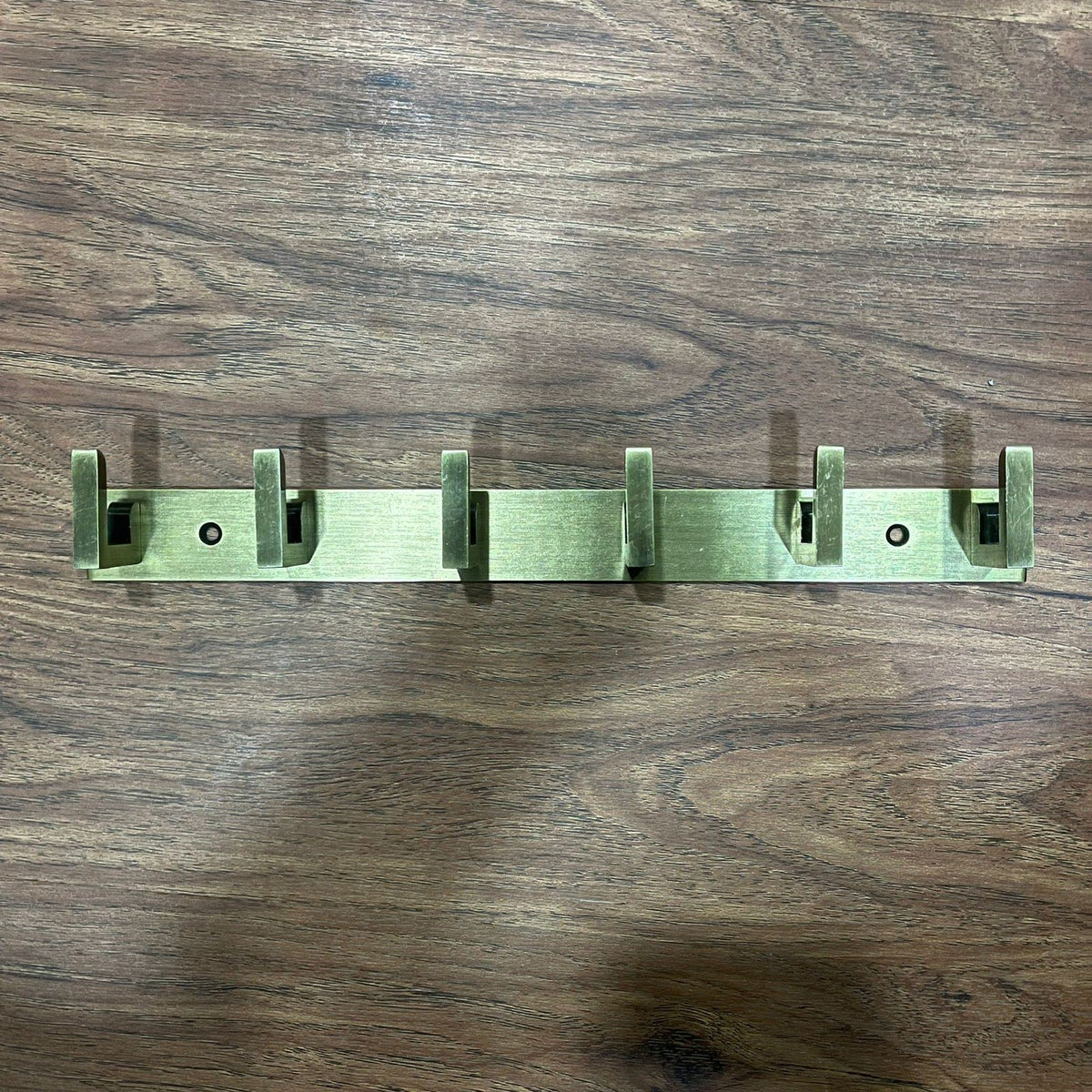Plantex Aluminum Hook Rail with L-Shape Hooks for Walls of Bathroom/Kitchen–Hook Rail Bar for Clothes/Towel/Keys-Pack of 2 (6 Hooks, Brass Antique)