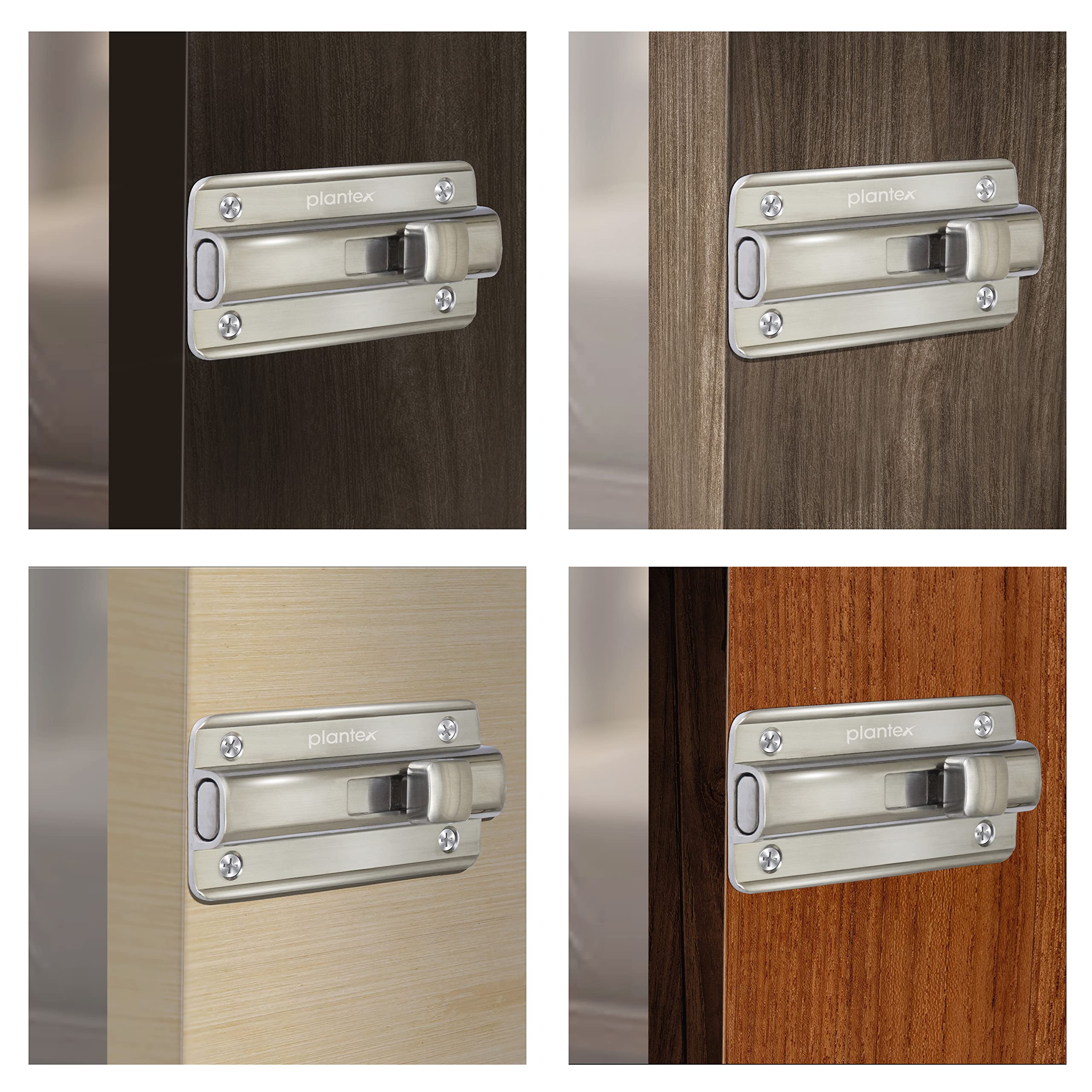 Plantex Premium Heavy Duty Door Stopper/Door Lock Latch for Home and Office Doors - Pack of 4 (Matt Finish)