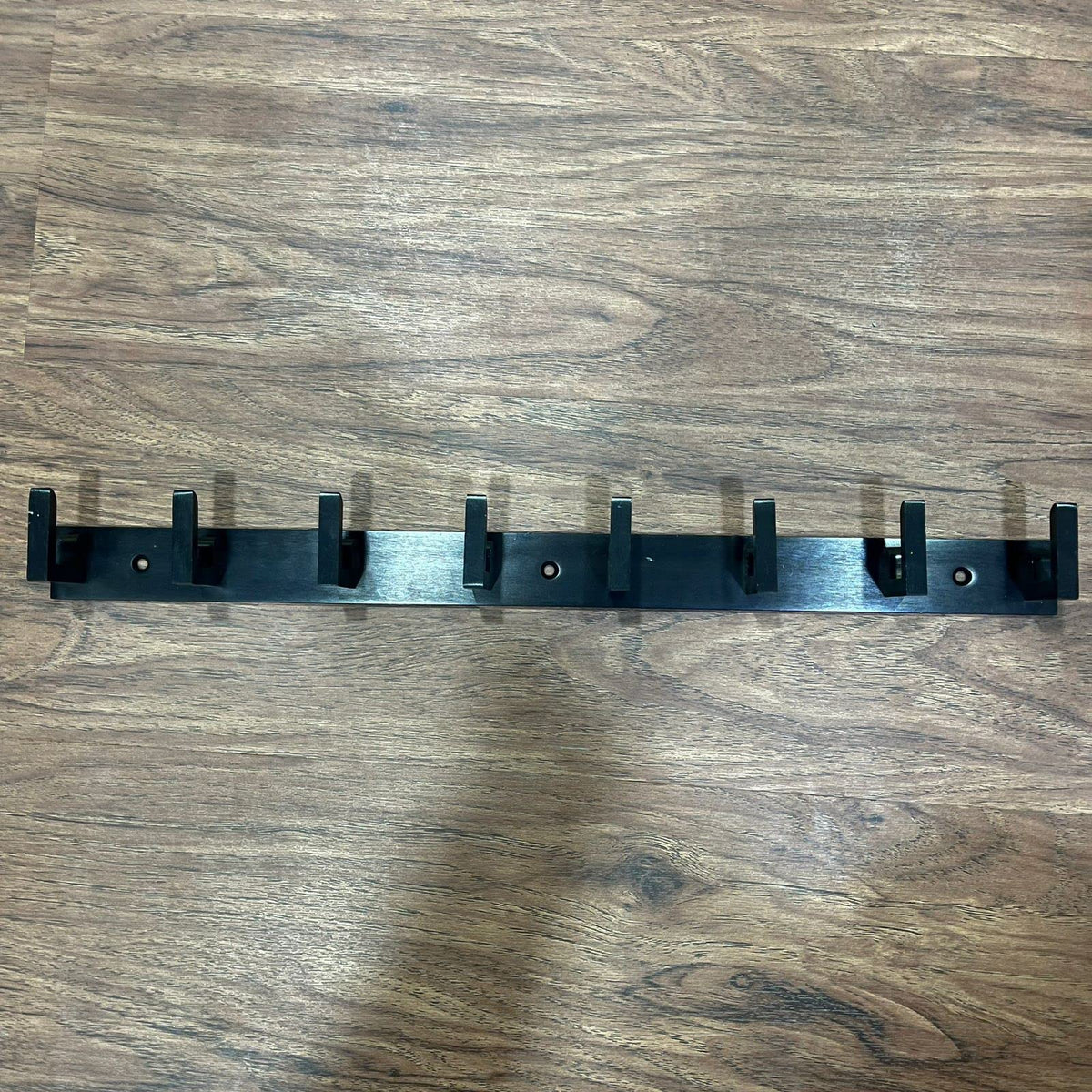 Plantex Aluminum Hook Rail with L-Shape Hooks for Walls of Bathroom/Kitchen–Hook Rail Bar for Clothes/Towel/Keys-Pack of 2 (8 Hooks, Black)