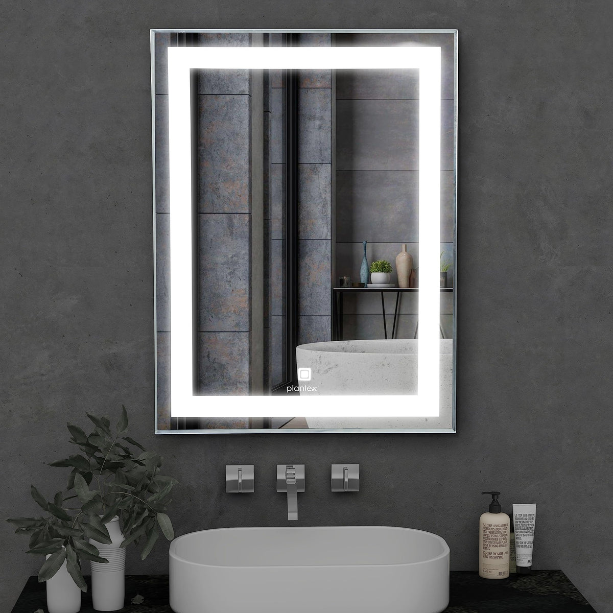 Plantex LED Mirror Glass with Sensor for Bathroom/Single Tone Light(White Light)/Designer Mirror for Living Room/Bedroom/Dressing Room – Rectangle Shape (18x24 inch)