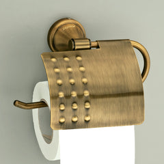Plantex 304 Grade Stainless Steel Washroom Set of 2 - Toilet Paper Holder/Stand/Liquid Soap Dispenser - Niko (Brass Antique)