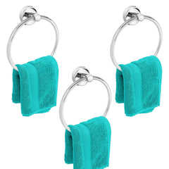 Plantex Stainless Steel Towel Ring for Bathroom/Wash Basin/Napkin-Towel Hanger/Bathroom Accessories - (Chrome/Round) - Pack of 3
