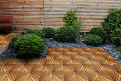 Plantex Tiles for Floor-Interlocking Wooden Tiles/Garden Tile/Quick Flooring Solution for Indoor/Outdoor Deck Tile-Pack of 1 (Keruing Wood,APS-1225)