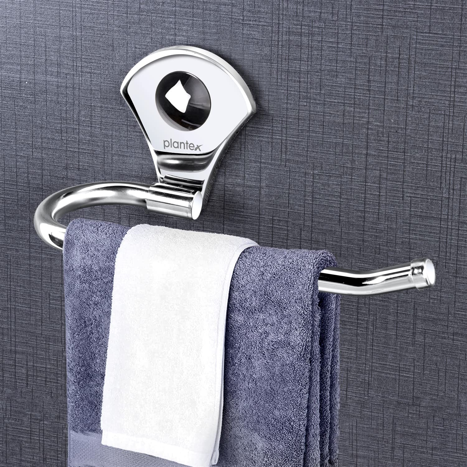 Plantex Stainless Steel Folding Towel Rack/Towel Stand/Hanger (2 Feet) Royal Bathroom Accessories Set/Napkin Ring/Tumbler Holder/Soap Dish