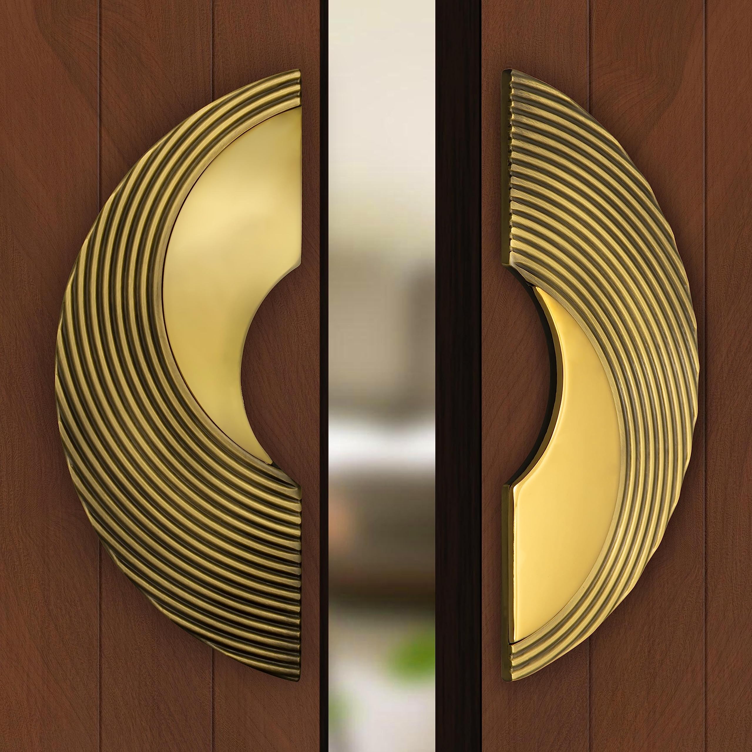 Plantex Heavy Duty Door Handle/Door & Home Decor/8-inches Round Shape Main Door Handle/Door Pull Push Handle Set- Pack of 1 (277- Brass Antique and PVD Gold)