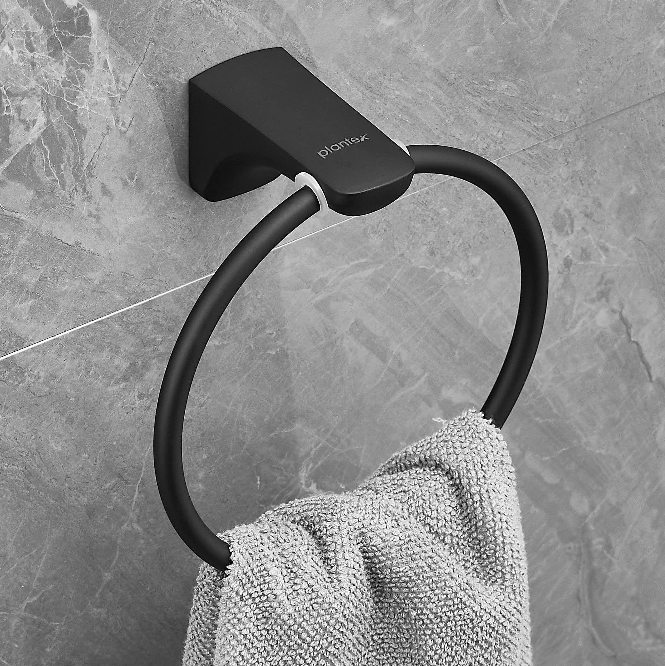 Plantex Space Aluminium Napkin Ring/Towel Ring/Napkin Holder/Towel Hanger/Bathroom Accessories (972, Black)