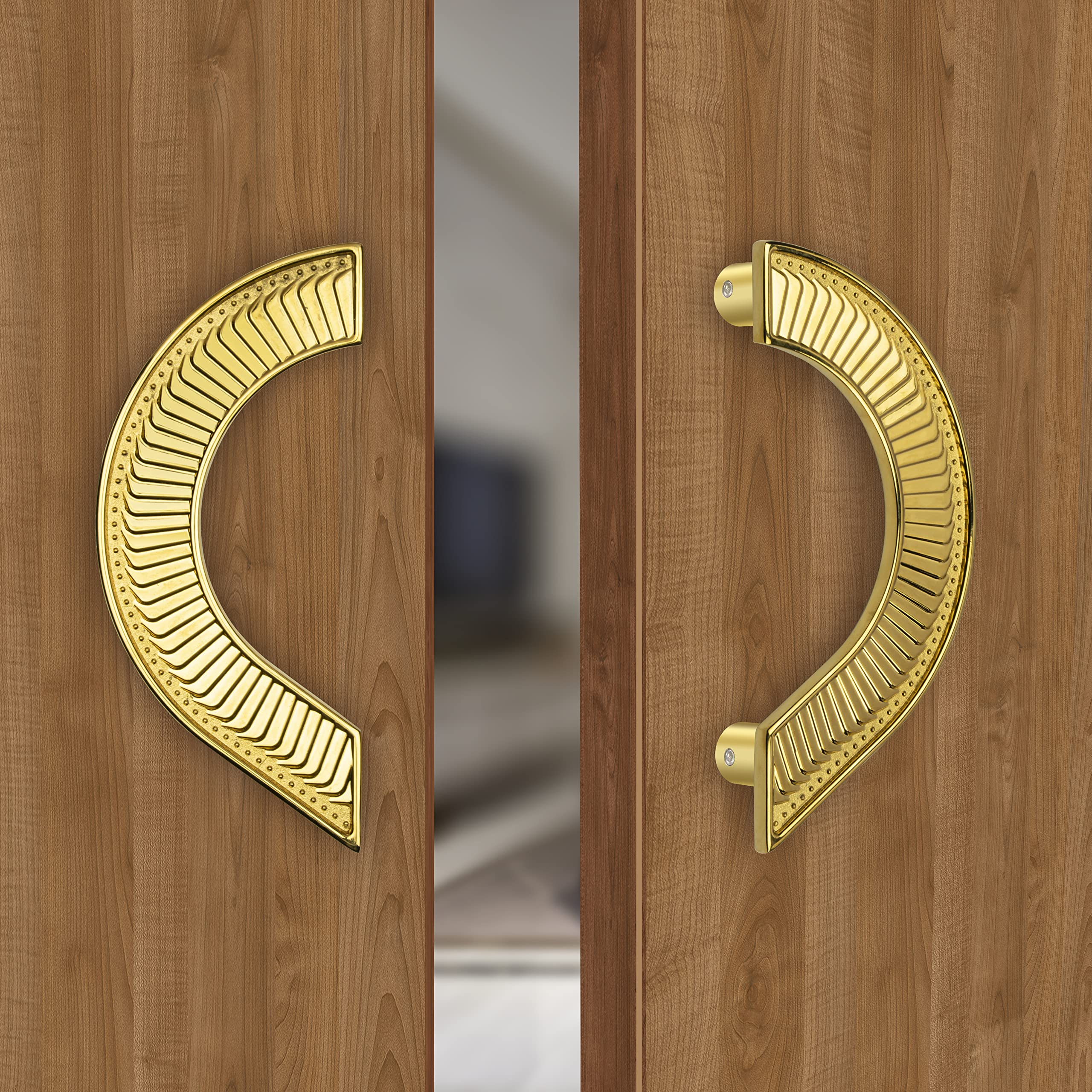 Plantex Heavy Duty Door Handle/Door & Home Decor/8-inches Round Shape Main Door Handle/Door Pull Push Handle Set- Pack of 1 (321-PVD Gold Finish)