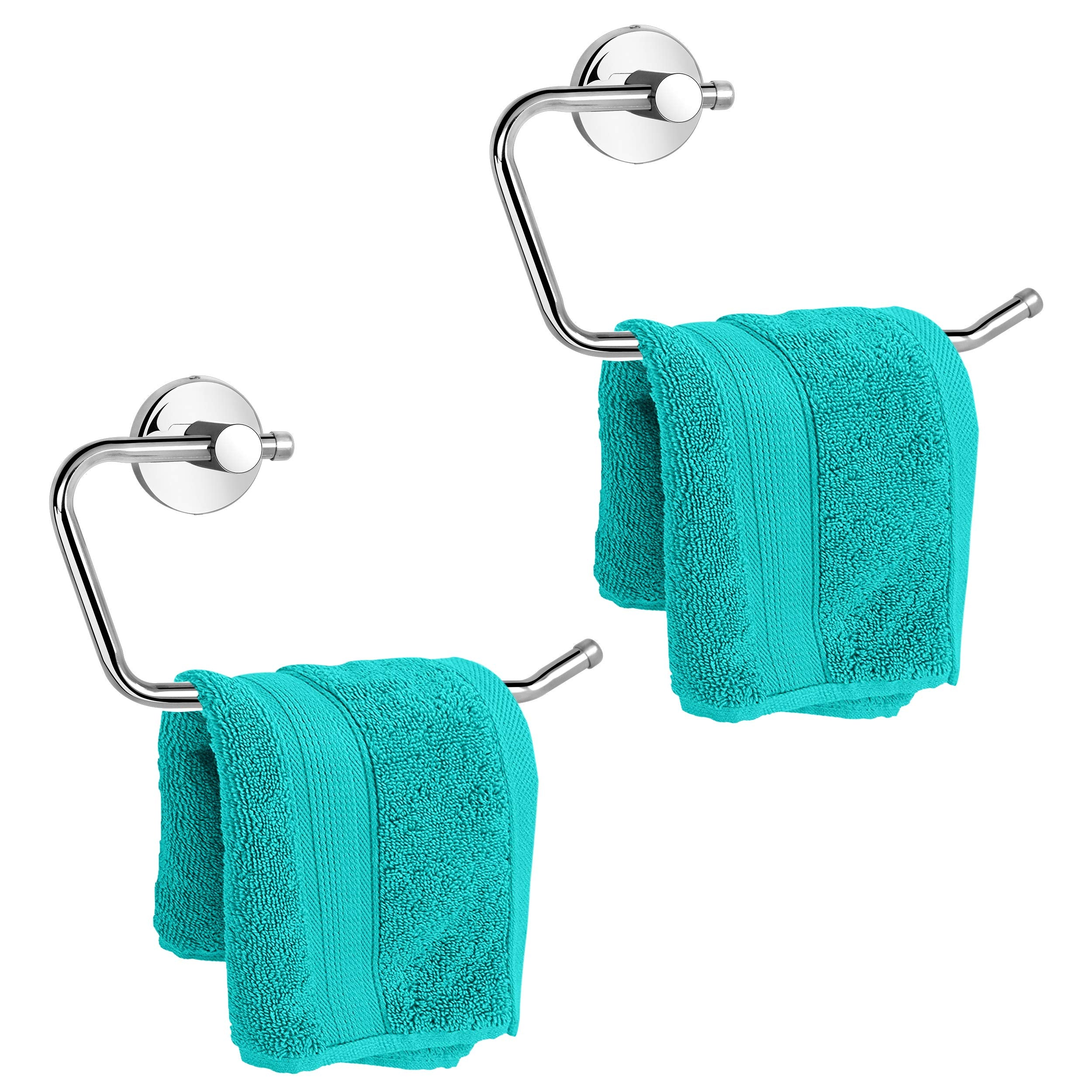 Plantex Stainless Steel Towel Ring for Bathroom/Wash Basin/Napkin-Towel Hanger/Bathroom Accessories - (Chrome) - Pack of 2
