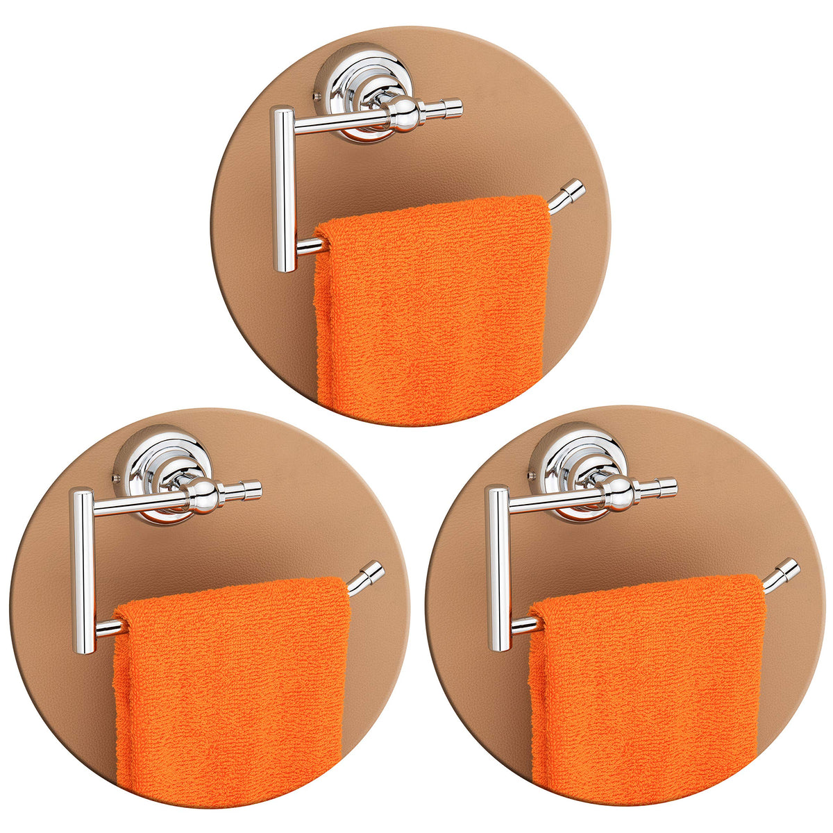 Plantex Stainless Steel 304 Grade Skyllo Napkin Ring/Towel Ring/Napkin Holder/Towel Hanger/Bathroom Accessories(Chrome) - Pack of 3