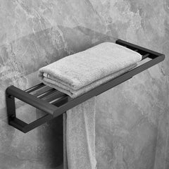 Plantex Space Aluminium Towel Rack with Fix Towel Rod/Towel Bar/Towel Hanger/Towel Stand for Bathroom/Kitchen/Bathroom Accessories (965, Gray)