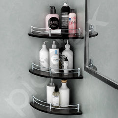 Plantex Premium Black Glass Corner Shelf for Bathroom/Wall Shelf/Storage Shelf (12 x 12 Inches - Pack of 3)
